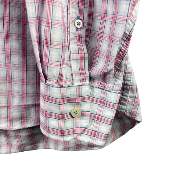 Alan Flusser Button Down Shirt Pink & Blue Plaid Long Sleeve Men's Size XXL - Picture 4 of 9